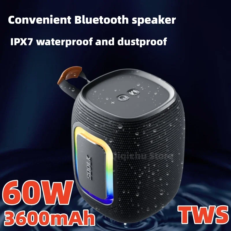 SOOLK 60W high-power wireless Bluetooth speaker portable home outdoor waterproof speaker TWS with long-lasting battery life