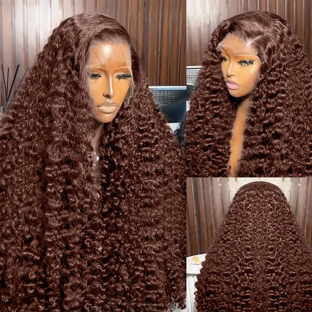 

26Inch Natural dark Brown Kinky Curly 180Density Soft Long Glueless Lace Front Wig For Women Synthetic Baby Hair Preplucked