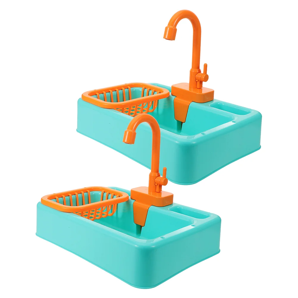 

2 Pcs Vegetable Basin Toys Automatic Bird Bathtub Shower Bathing Plastic Child Bathtubs