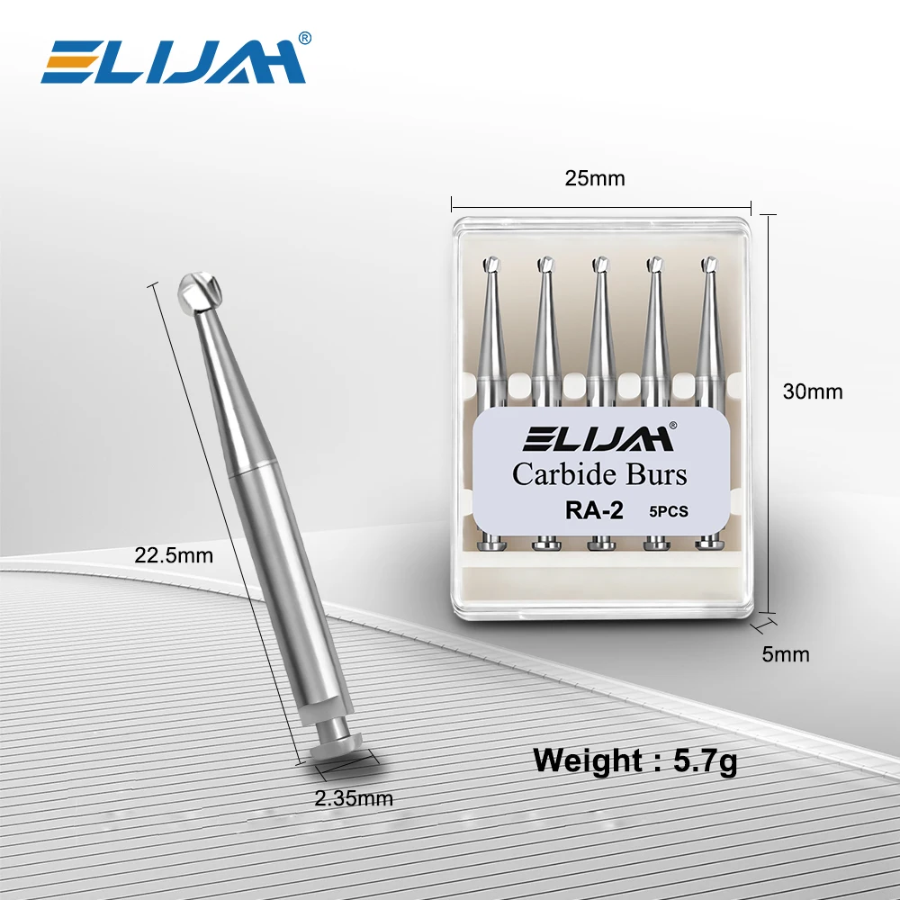 ELlJAH 5 коробок стоматологические боры из вольфрамовой стали RA серии для стоматологической лаборатории, клиники, низкоскоростной контругловой наконечник, стоматологические инструменты