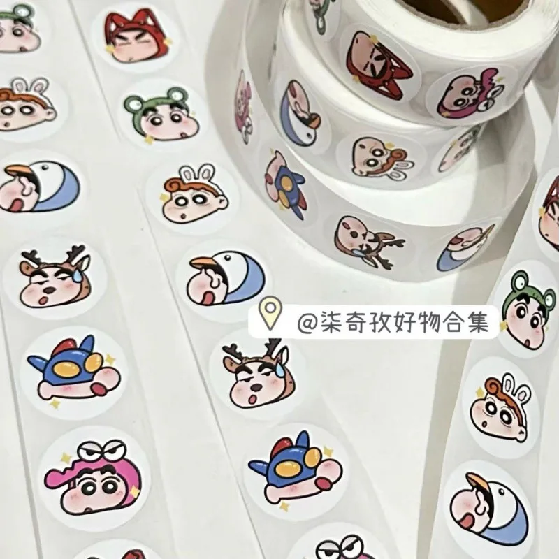 500 Sheets Crayon Shin-Chan Stickers Cute Kawaii Anime Adhesive Tape Stickers Hand Account Book Dot Sticker Decorate Gifts