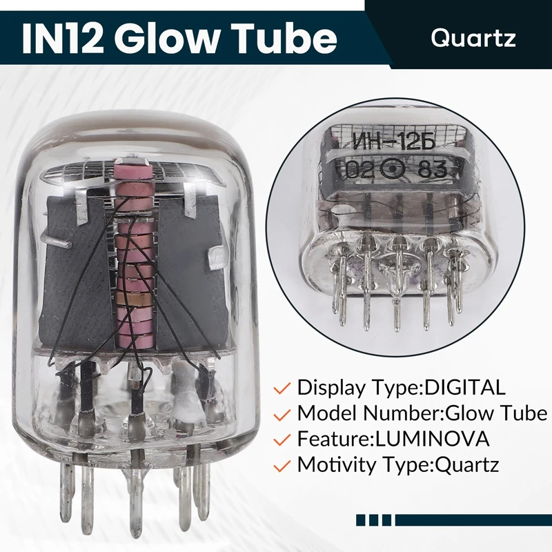 Y43A-1Pcs New IN-12 IN12 Glow Tube For Glow Clock Nixie Digital LED Clock With Decimal Point