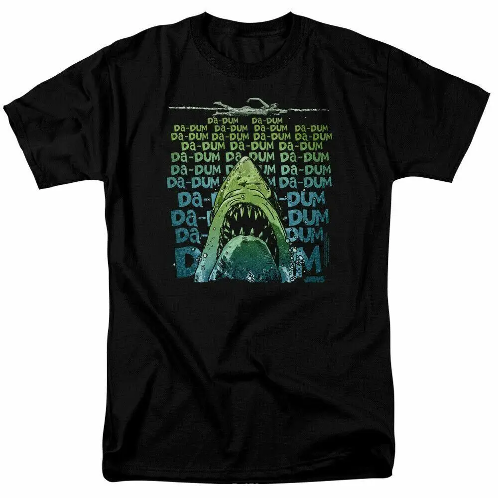 

Jaws Da Dum T Shirt Licensed Shark Movie Retro Tee Classic New Black