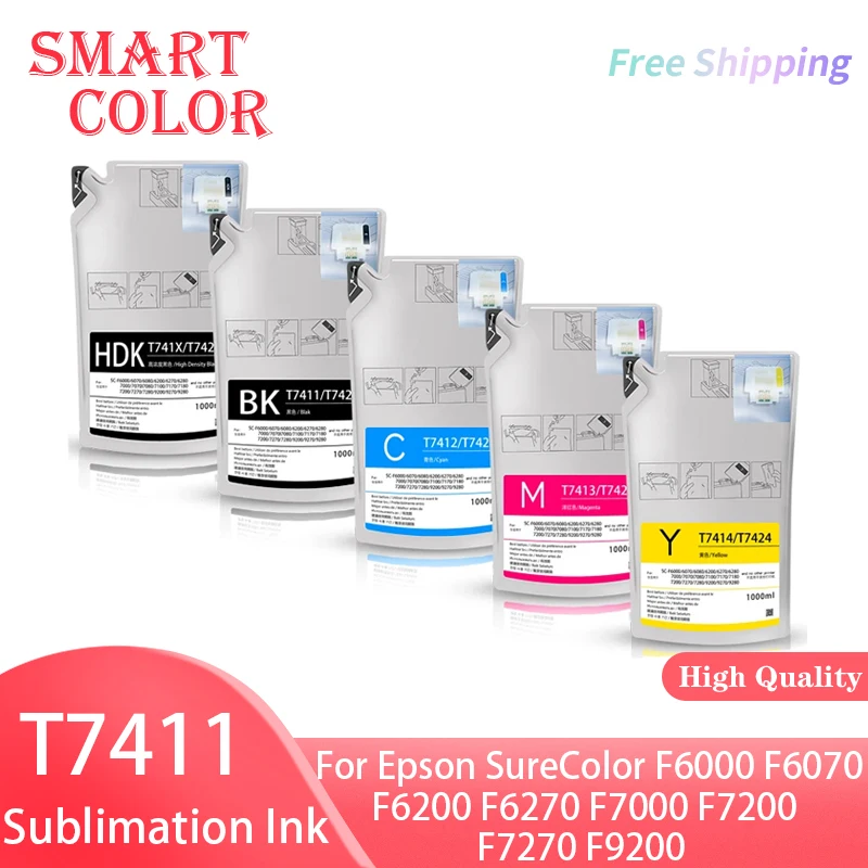 T741X T7411 T7412 T7413 T7414 Dye Sublimation Ink Pack With Chip For Epson F6000 F700F6000 F7000 F6070 F7070 F6200 F7200 F6270