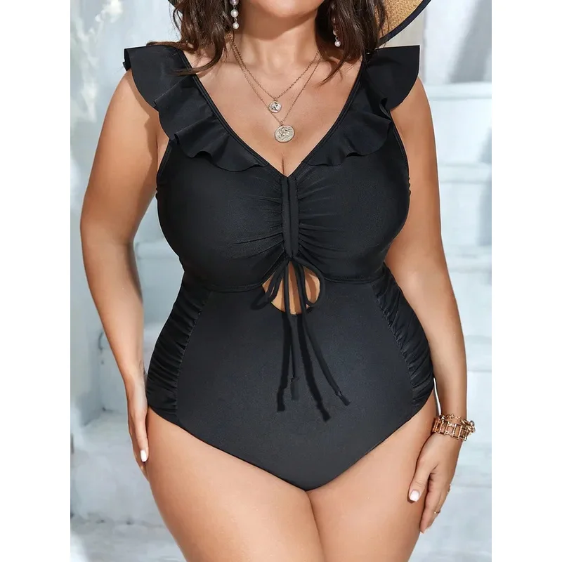 

2026 Tankini Plus Size Swimwear Women Solid Color One Piece Swimsuit Sexy Bikini Swimming Suit Beachwear Bathing Suit Monokini