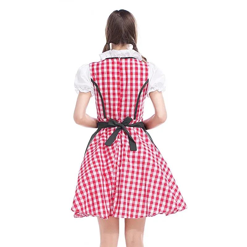 

Adult Women Oktoberfest Dirndl Carnival Party Traditional German Bavaria Beer Girl Dress Maid Costume Dress+Apron Outfit