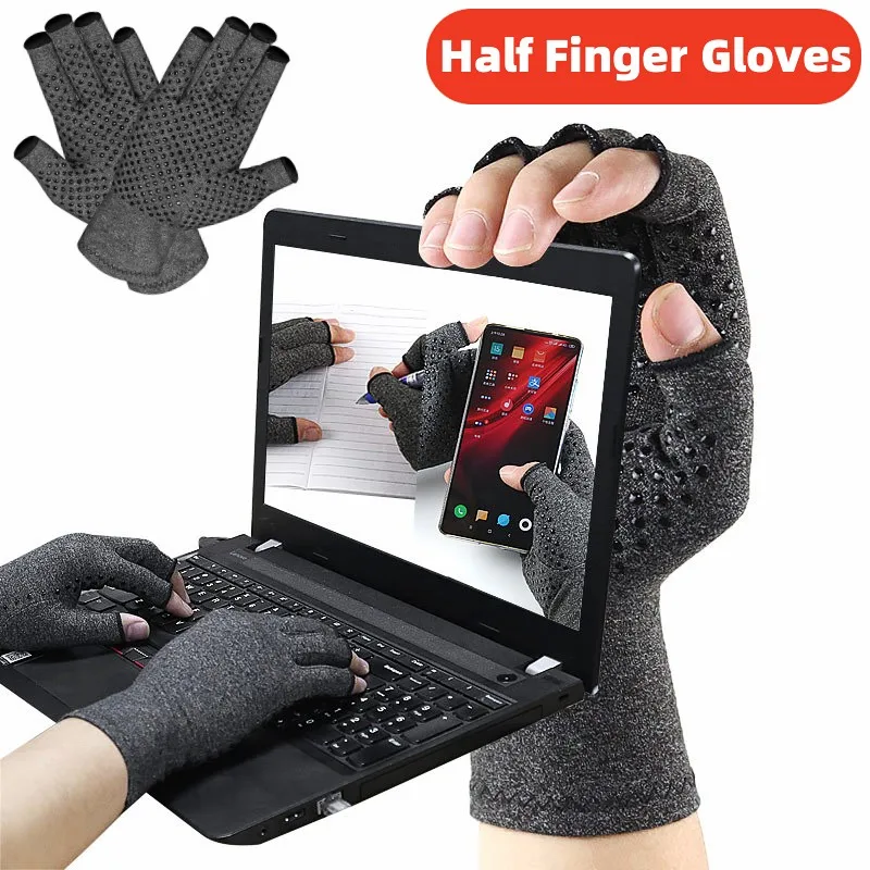 

Anti-Arthritis Compression Gloves Fingerless Pain Relief Joint Hand Brace Women Man Glued Non Slip Soft Breathable Sports Gloves