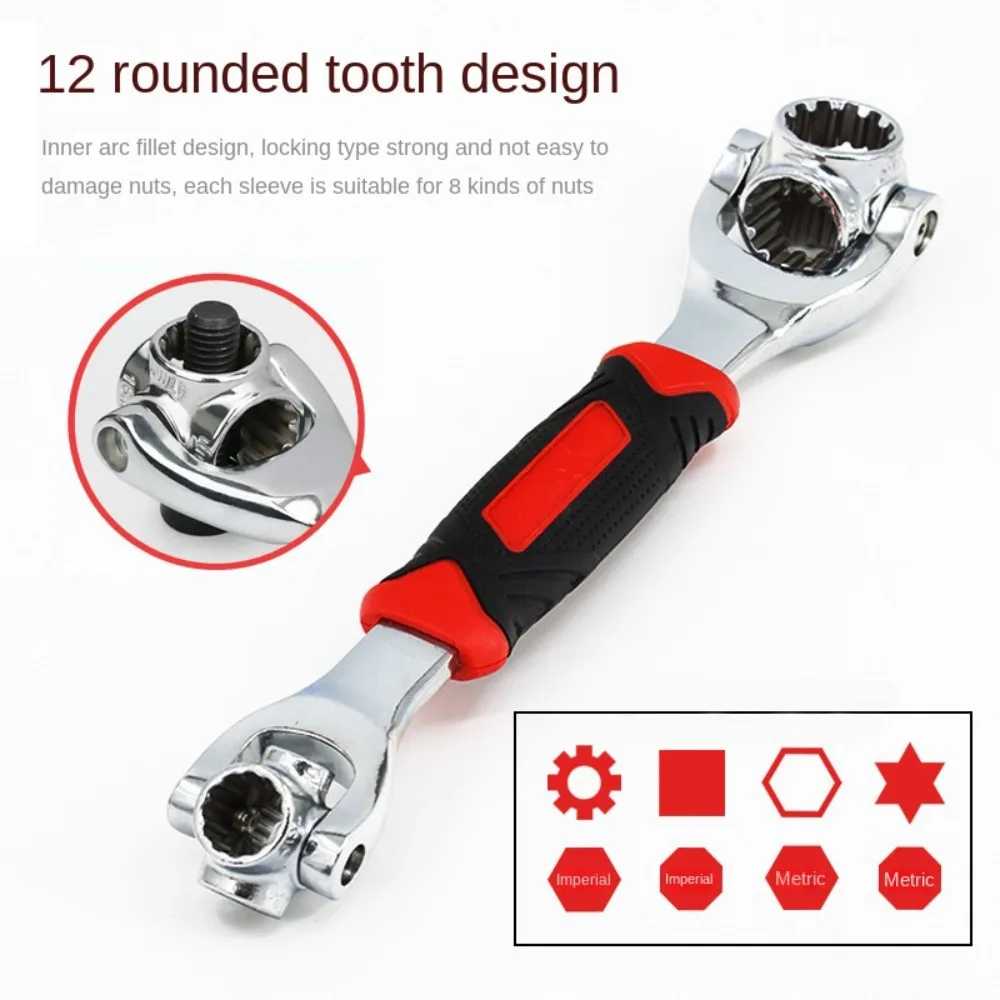 New Steel Wrench Socket 360-degree Rotating 52 in 1 Ratchet Spanner Double Head Adjustable Grip Ratchet Repair Tools Hone