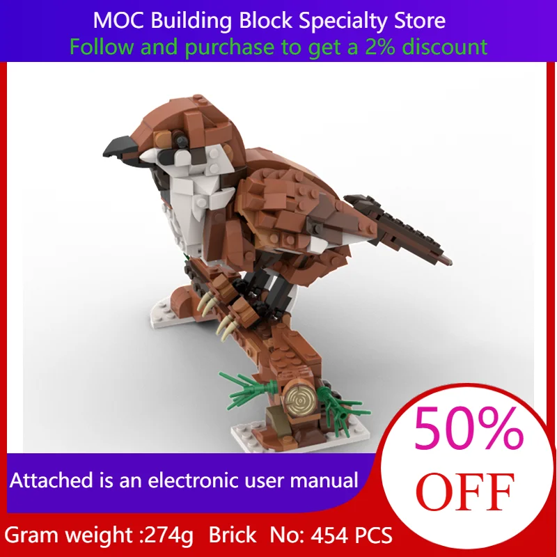 

454 Parts MOC Building Block Model With Branch Stand 31154 Sparrow Boy Christmas Gifts For Adults And Children