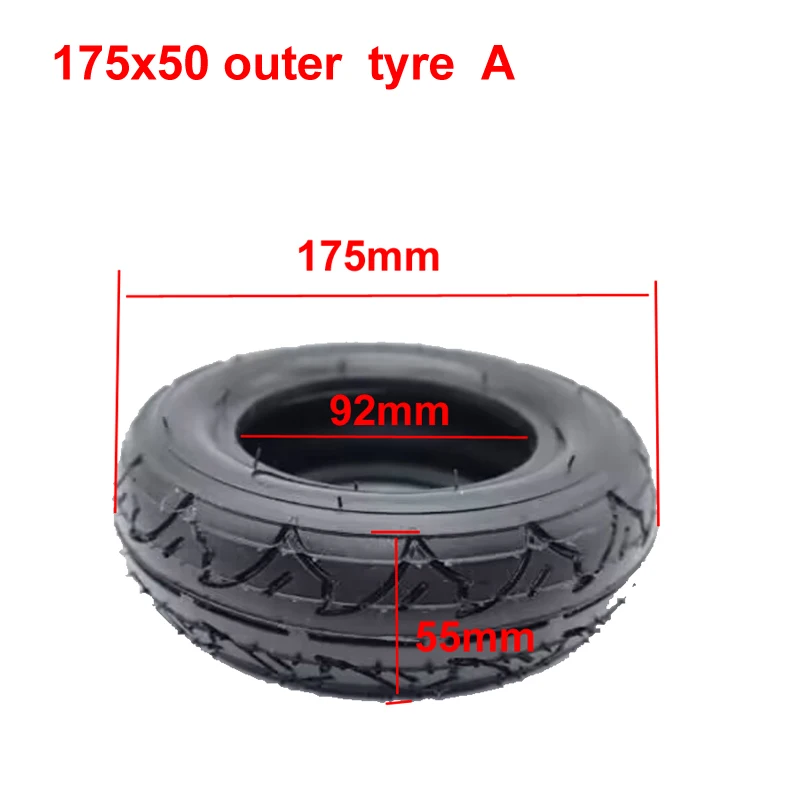 175x50 Pneumatic Tire Inner Tube Outer Tyre for Electric Skateboard/Kick Scooter 4-wheel Refitted Accessories