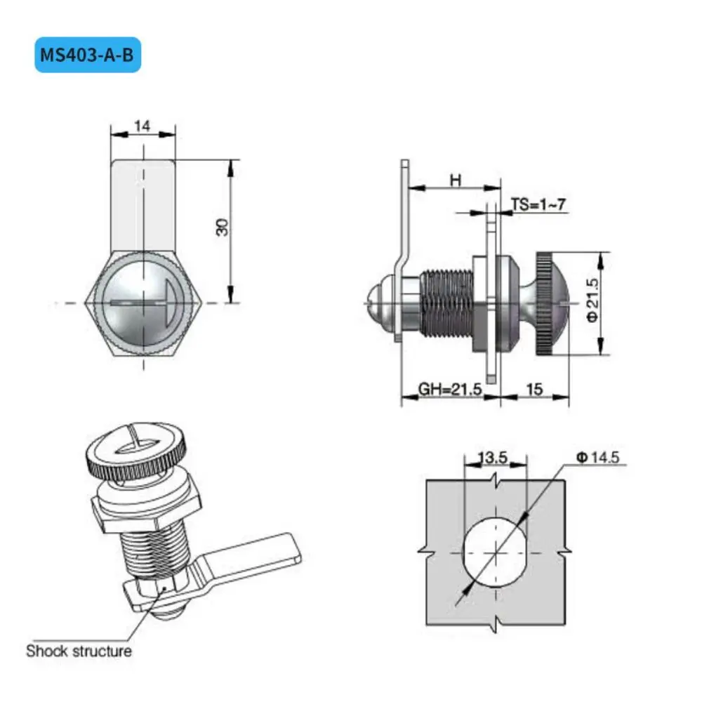 Chrome Finish Distribution Box Lock Zinc Alloy Multi-purpose File Cabinet Lock Thumb Operated Cabinet Lock Hardware Lock
