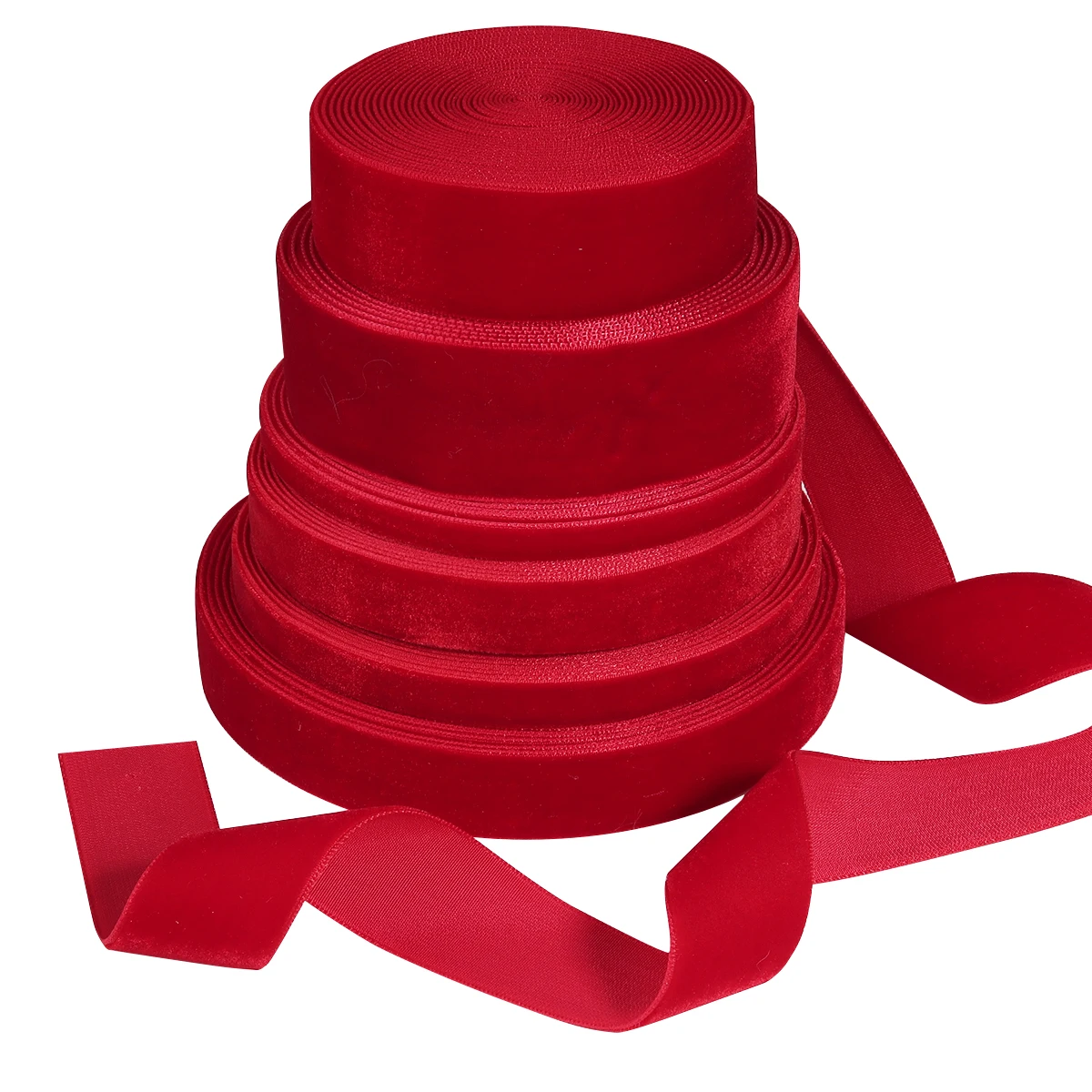 5-10yards/roll 0.6-3.2cm Velvet Ribbons Red Color Single Face Flocking Webbing For DIY Christmas Gifts Wrapping Decoration