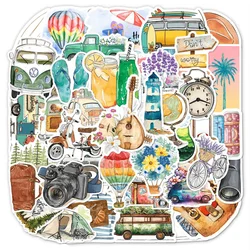 50pcs Bohemian Outdoor Camping Stickers Pack Ipad Guitar Phone DIY Sticker Vintage Journal Accessories Scrapbooking Supplies