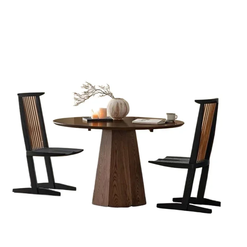 

Simple Modern Solid Wood Round Conference Table Black Minimalist Round Dining Restaurant Household