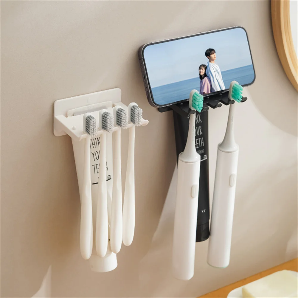 Appliance Rack Convenient Innovative Wall-mounted Toothbrush Holder With Storage Bathroom Toiletry Rack Toothpaste Holder