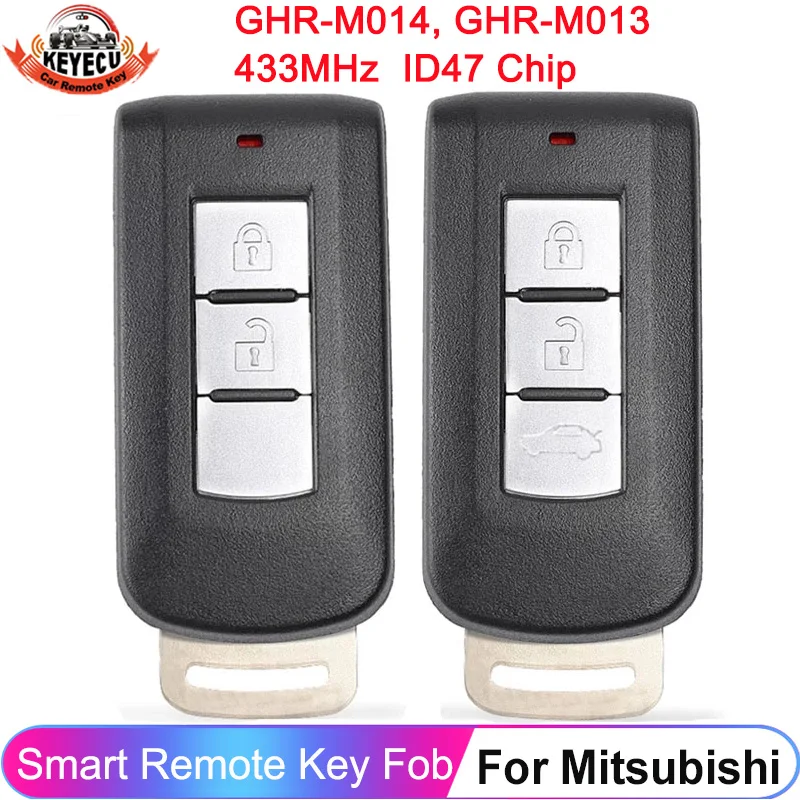 

2/3 кнопки KEYECU GHR-M013 GHR-M014 для Mitsubishi Eclipse Cross 2017 2018 2019 2020 433 МГц ID47 чип автоматический смарт-ключ дистанционный брелок