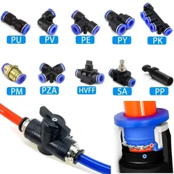 Acessórios pneumáticos conector rápido conectores de tubo de mangueira de ar plástico pu py 4mm 6mm 8mm 10mm 12mm empurrar em pluglug