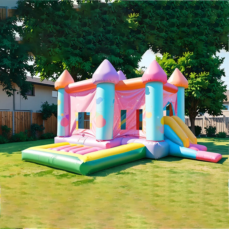 Cute Love Inflatable Trampoline Colorful Inflatable Slide Plus Trampoline Small Children's Inflatable Trampoline With Slide