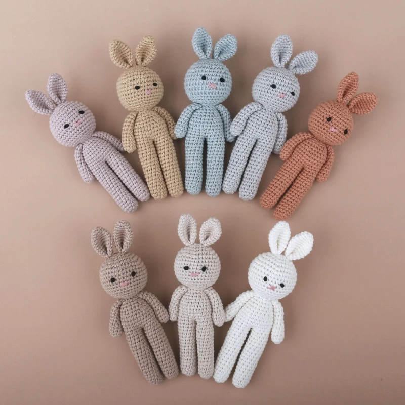 Crochet Rabbit Baby  Cute Stuffed Animal Handmade Bunny Soothing Toy Newborn Sleep Aid Gift Photography Props Wholesale