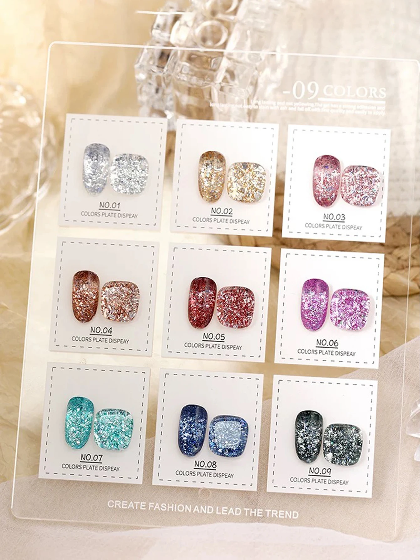 1/9PCS 2025 New Nail Salon Set Colorful Sparkling Brilliant Laser Mica Large and Small Glitter Gel Crushed Diamond UV Gel Nail