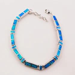 Blue Fire Opal 925 Sterling Silver Bracelet  P84 8