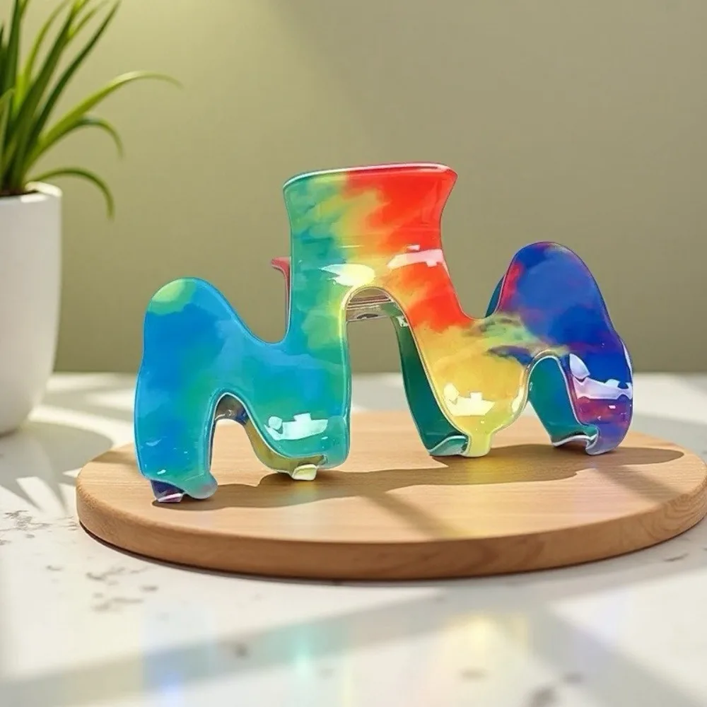 الاكريليك M شكل مشبك شعر إكسسوارات الشعر الكورية نمط قوس قزح موجة كراب كليب أغطية الرأس القرش كليب النساء مشبك شعر غسل الوجه #3