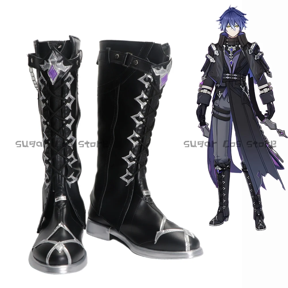 

Game Genshin Impact Flins Cosplay Shoes Boots Black Long Boots For Women Men Halloween Carnival Roleplay Party Props Accessories