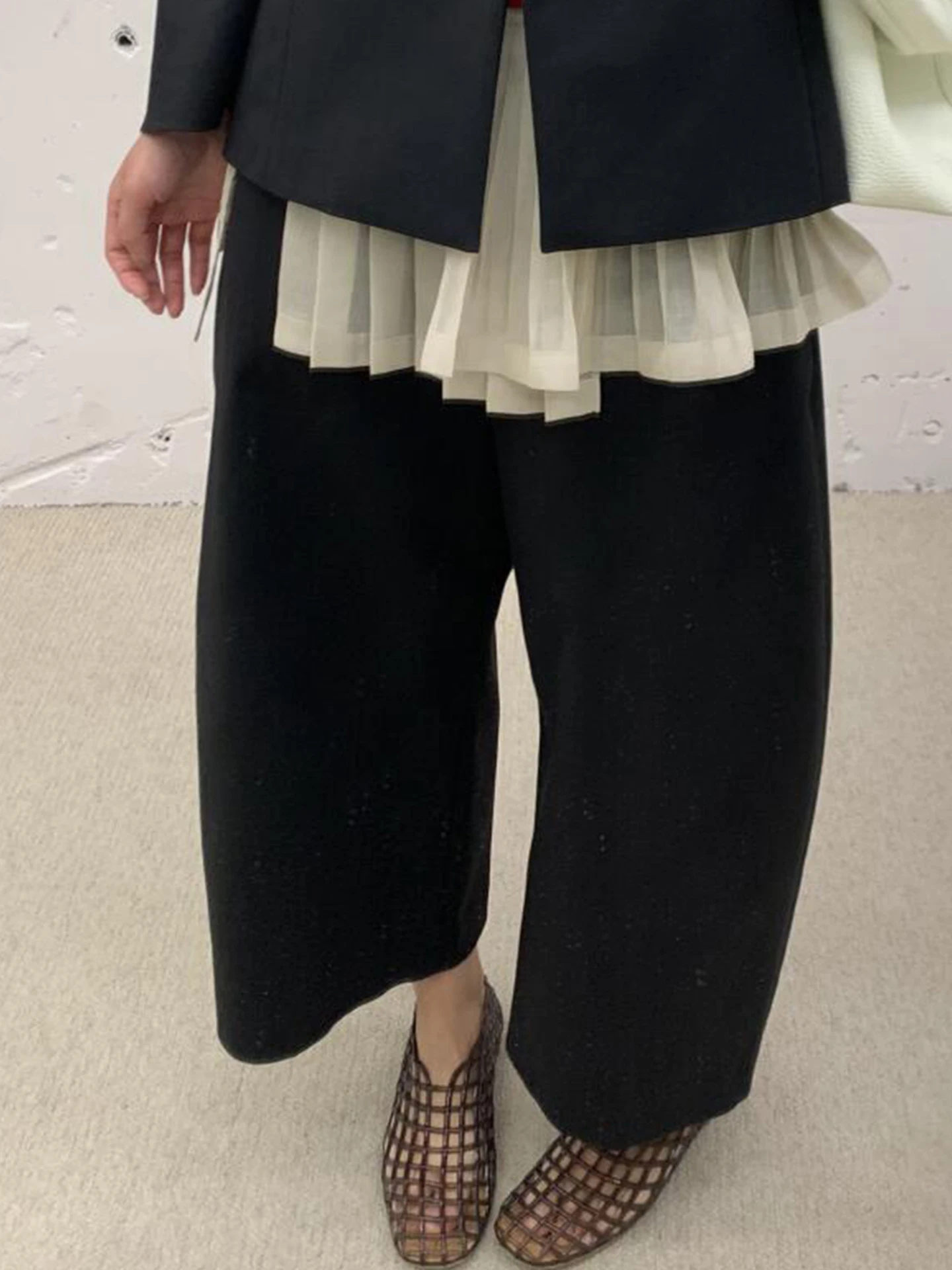 Amomento Women's Casual Cotton Pants Spring Summer Korean Style High Waist Straight Leg Pure Color Simple Personality Knife 