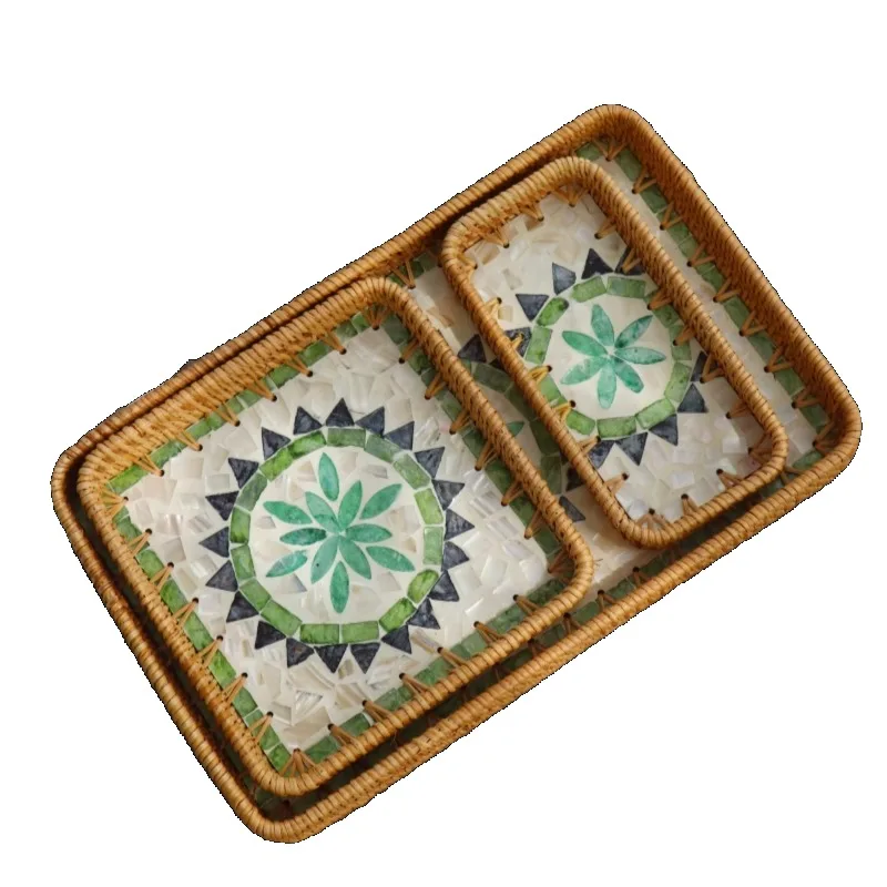 

Handmade rattan shell tray fruit tray household living room snack storage tea fritillary