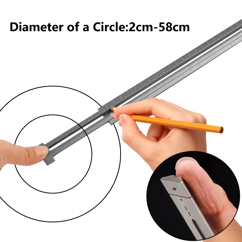 1Pc Woodworking Scribing Gauge Center Finder Ruler, Caliper, Aluminum Scribing Circle Ruler Woodworking Compass Measuring Gauge