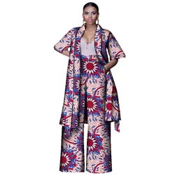 Moda Donna Abiti 2 Pezzi Set Stampa Africana Top Lunghi e Pantaloni Donna Bazin Riche Pantaloni Imposta Abbigliamento Africano Europeo WY3143