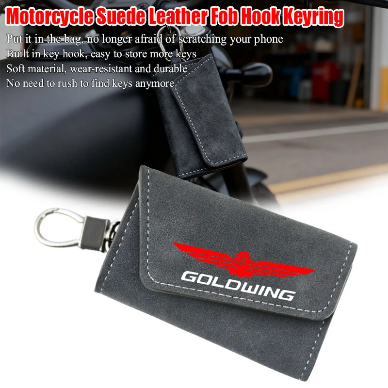 혼다 골드윙 1800 GL1800 골드 윙 GL1500 CT125 CB125 오토바이 스웨이드 가죽 키 케이스 메탈 훅 키링