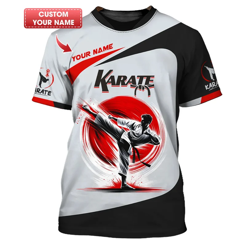 Fashion Karate Sports Men's T-shirt Funny Tiger Pattern 3D Customize Name Print Tees Casual O-neck