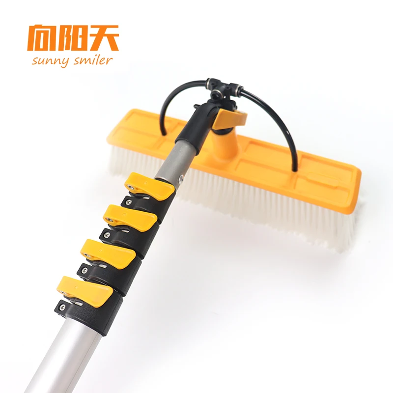 Sunnysmiler solar panel cleaning water Fed Pole tube brushes 30FT  extendable aluminum photovoltaic clean equipment tool