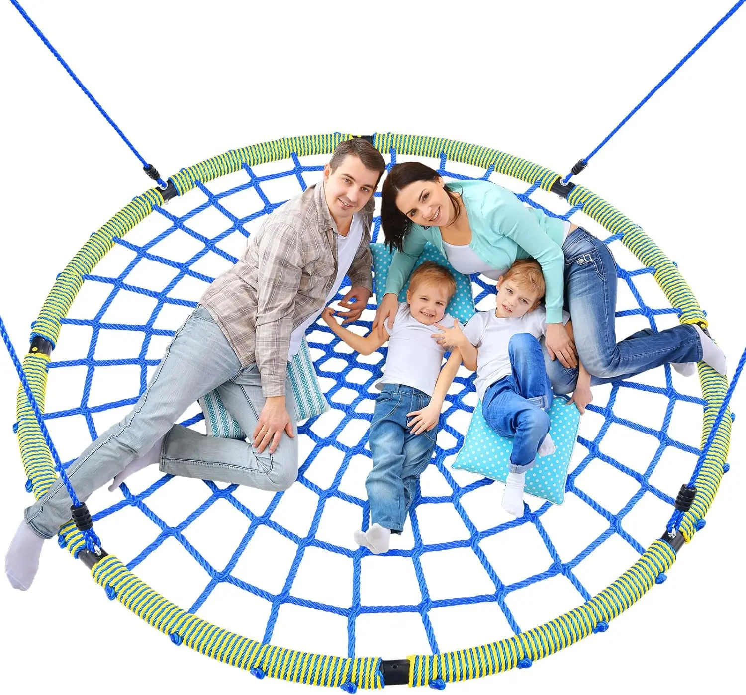 

60" Large Spider Web Saucer Swing for Kids and Adults, Heavy-Duty Outdoor Net Swing with Steel Frame and Hanging Straps