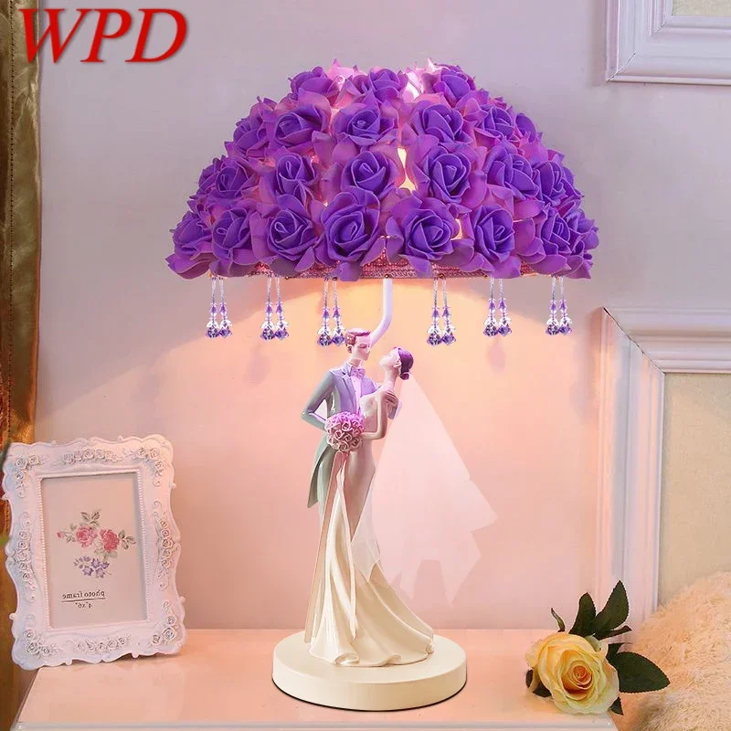 WPD Contemporary Wedding Table Lamp Personalized and Creative Rose Living Room Bedroom Bedhead Decorative Lamp