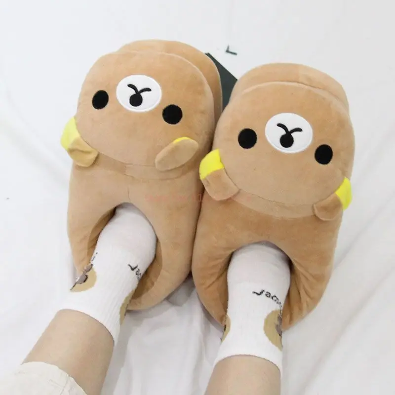 Rilakkuma chinelos y2k kawaii dos desenhos animados anime japão tudo incluído pe geada pelúcia interior casa plana anti deslizamento casal chinelos bonito