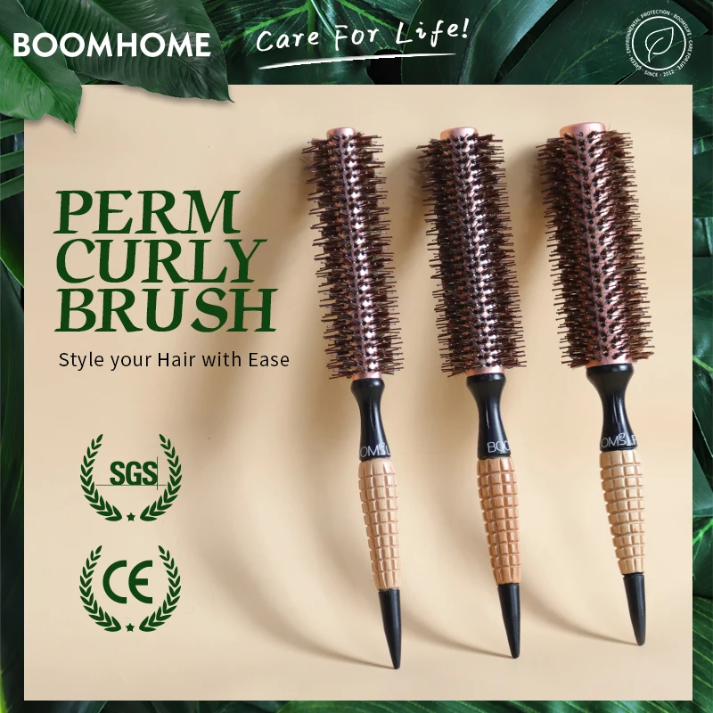 Roll Hairbrush Blowing Curling Styling Hair Round Barrel Boar Bristles Hair Brush Women Wholesales Wood Comb Anti Static 6PC/BOX