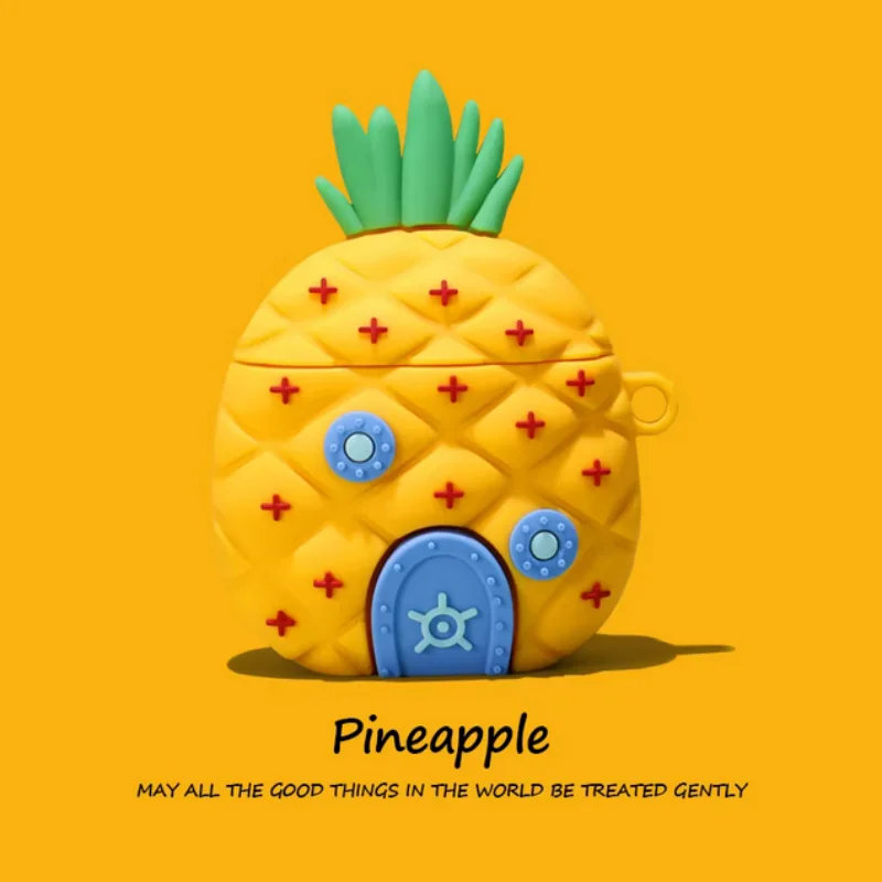For Airpods Pro 2 Case,3D SpongeBob's Pineapple House Silicone Protective Earphone Cover For Airpods 4 Case Funda