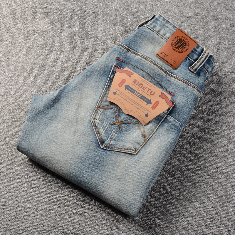 Summer Designer Fashion Men Jeans Shorts Retro Blue Patched Destroyed Ripped Short Jeans Men Vintage Casual Denim Shorts Hombre