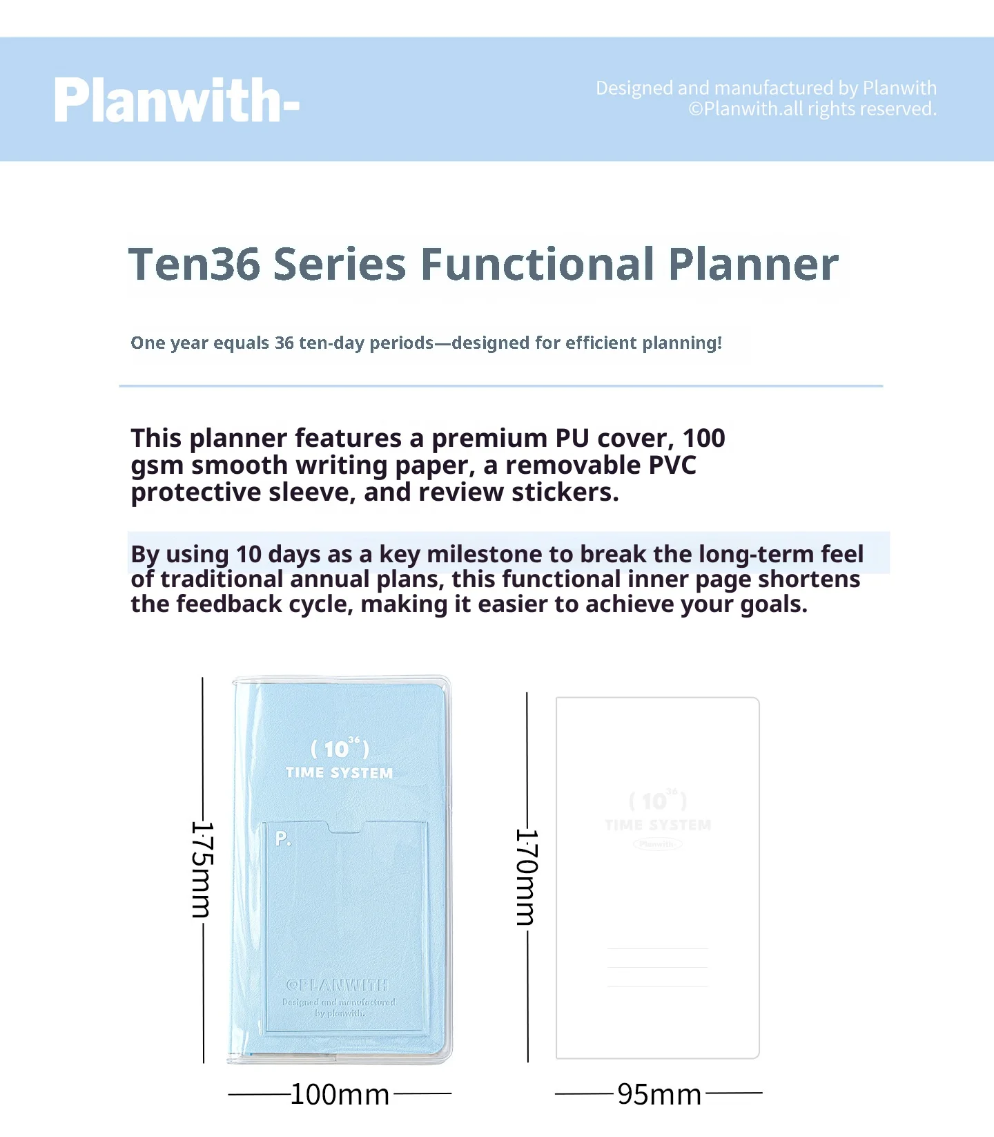 Planwith A6 Zeitplan-System Studienplaner Ten36 10-Tage-Zyklen 100g Papier Jahresübersicht Notizblock für akademischen Fokus/Tägliches Sprachenlernen – Detail 10