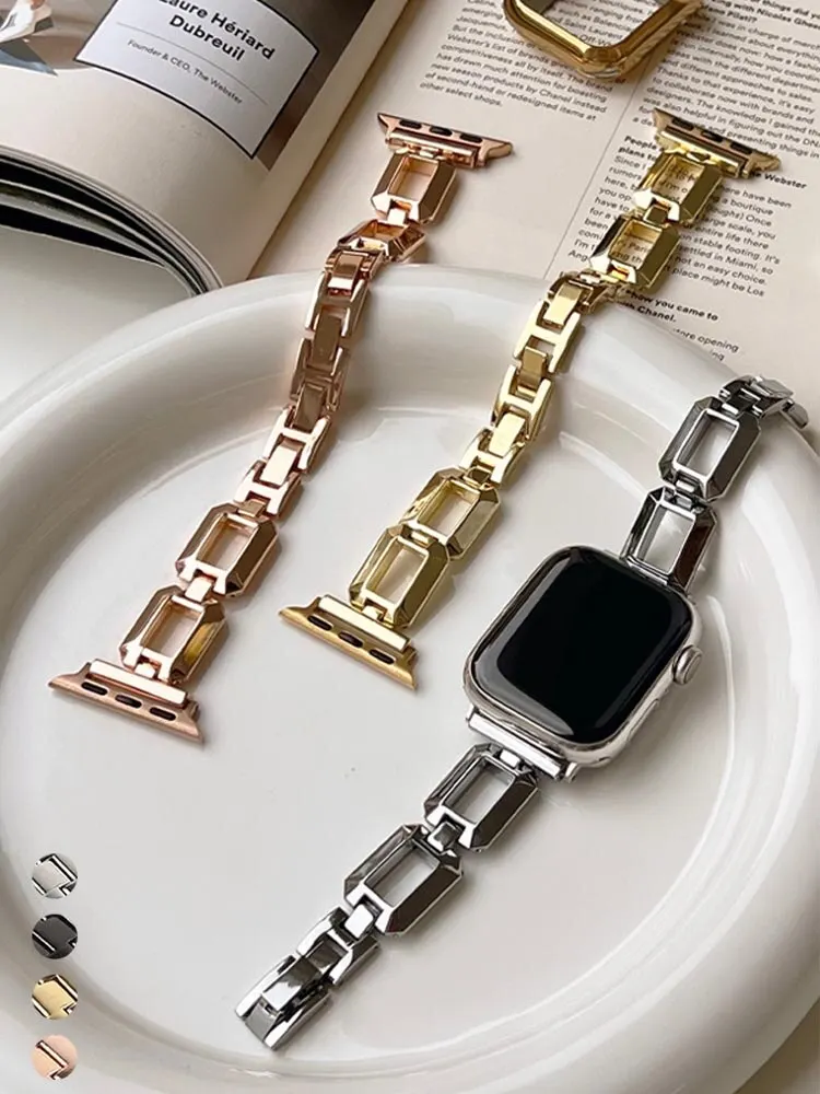 Bracelet For Apple Watch Series 9 8 7 41mm 45mm ultra 49mm Metal Stainless Steel Band For iWatch 9 8 7 6 5 se 40mm 44mm 42/38mm