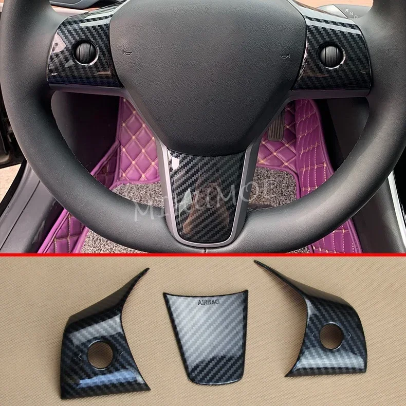 

Внутренняя крышка переключателя рулевого колеса из углеродного волокна, накладки для Tesla Model 3, модель Y, аксессуары