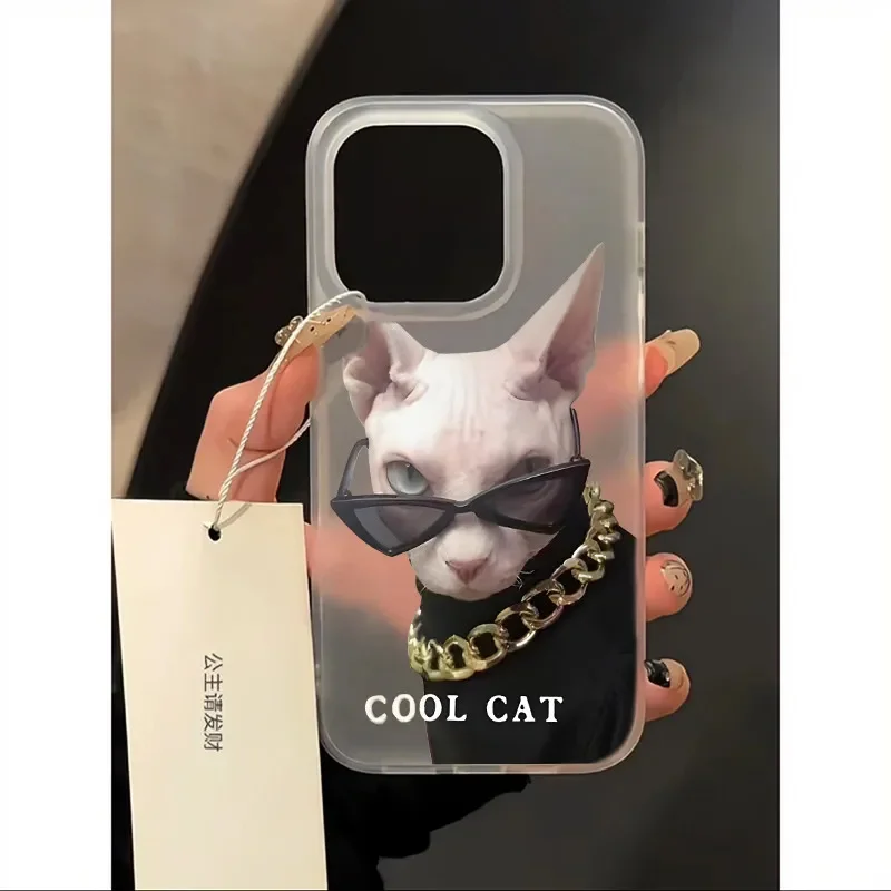 Creative Lady Cat Cartoon Cute Lovely Matte Phone Case For iPhone 16 E 15 14 13 12 11 Pro XS Max 7 8 Plus MINI Y2K Lucky Cover