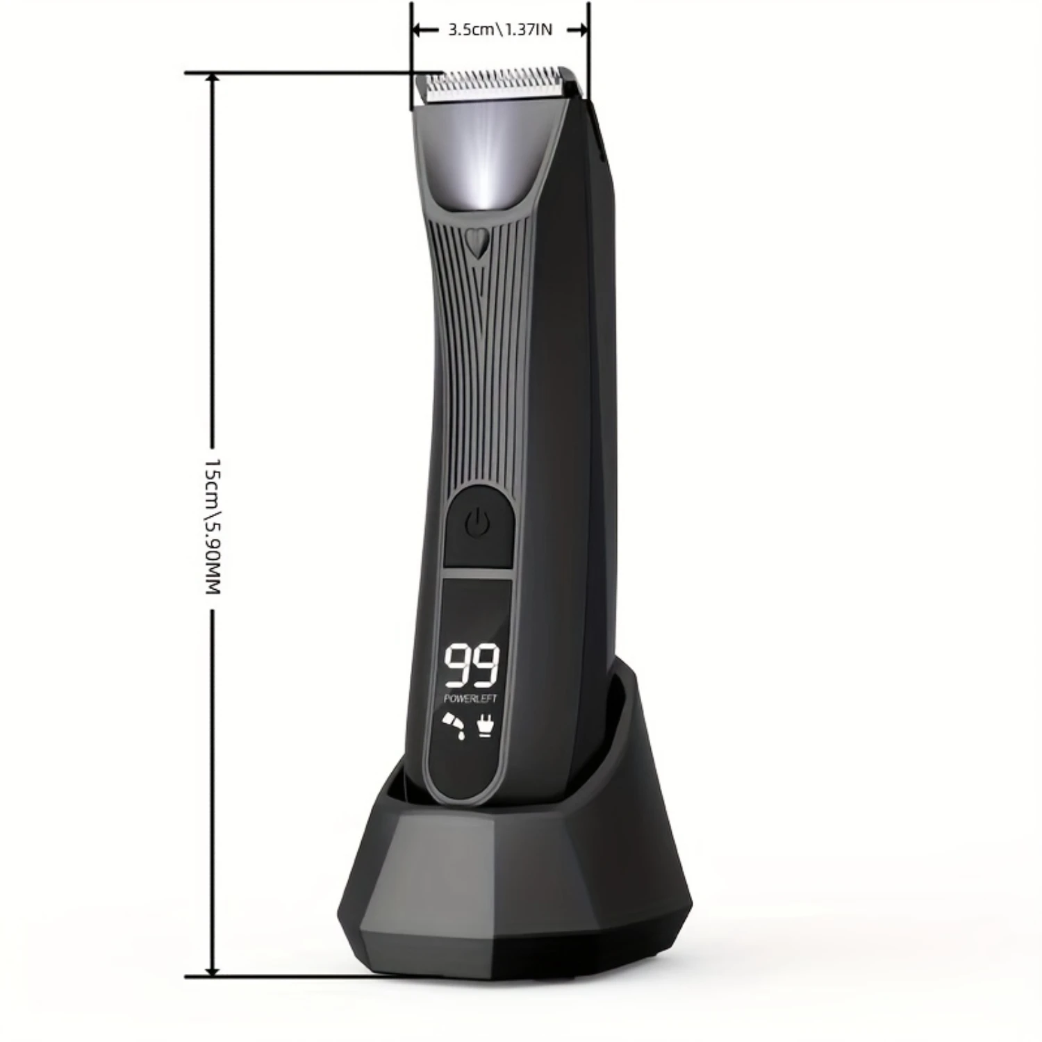 Full Body Shaving Scissors with LED Light, Ceramic Head, R-shaped Design, Unisex