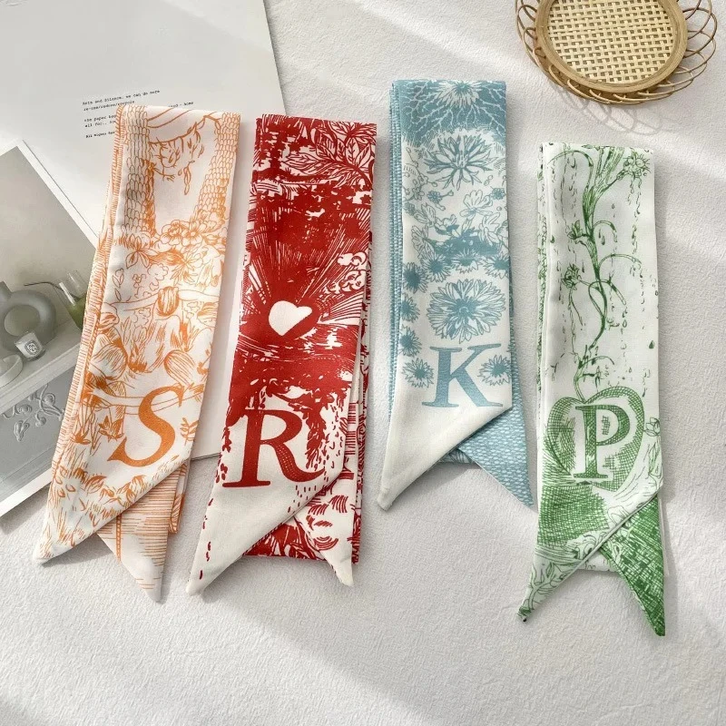 

A-Z Letters Style Tarot Constellation Bag Scarf Twill Silk Scarves Women New Neckerchief Hair Headbands