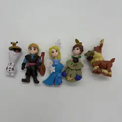 5pcs/set Frozen Cute Assembly Elsa Anna Olaf Sven Kristoff Action Figure Toys Cake Decoration