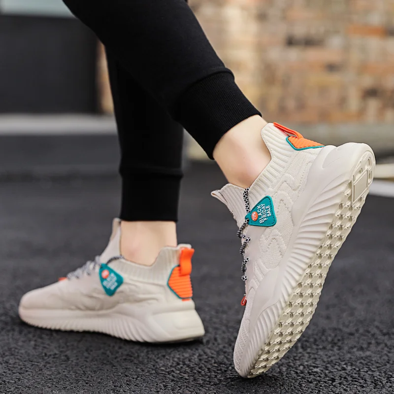 Summer Hot Sale Knit Men Running Shoes Cheap Light Breathable Men\'s Jogging Sneakers Comfortable Anti-slip Male Exercise Shoes