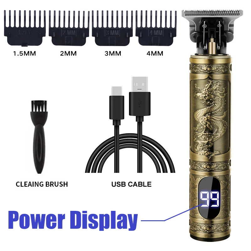 Professionele Baardtrimmer voor Mannen Zero Gapped T-Blade Tondeuse & Snor Trimmer Kit met LCD Display Haarschaar
