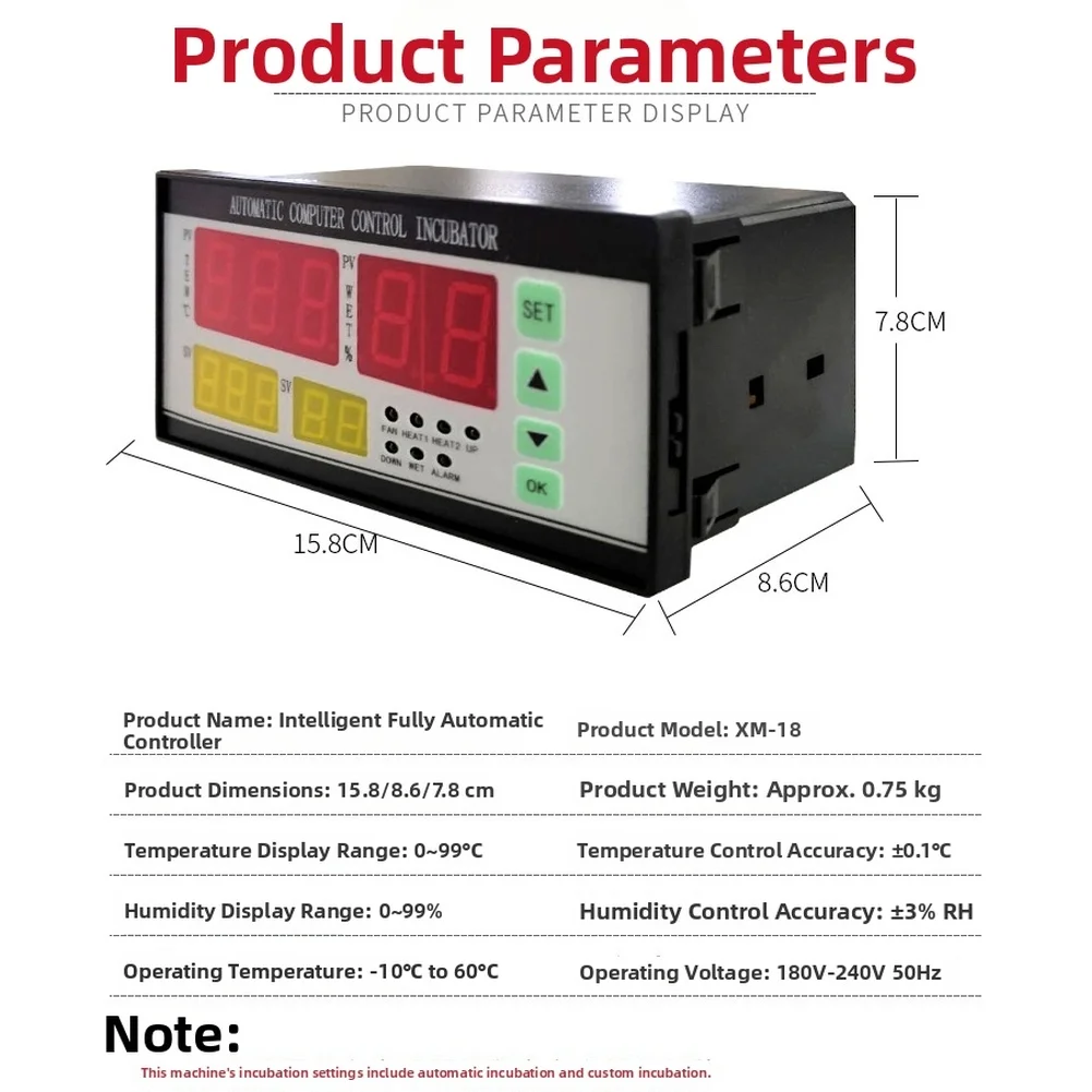 Fully Automatic Incubator Controller Automatic Incubator Temperature Range 0 99 0.1 Temperature Accuracy 3 RH Humidity Accuracy